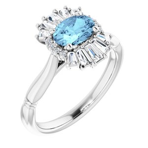 14K White Aquamarine & 1/3 CTW Diamond Ring - Siddiqui Jewelers