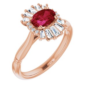 14K Rose Chatham® Lab-Created Ruby & 1/4 CTW Diamond Ring - Siddiqui Jewelers