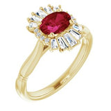 14K Yellow Chatham® Lab-Created Ruby & 1/4 CTW Diamond Ring - Siddiqui Jewelers