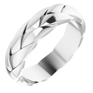 14K White 6 mm Woven-Design Band Size 10 - Siddiqui Jewelers
