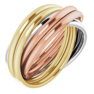14K Tri-Color 6-Band Rolling Ring Size 7.5 - Siddiqui Jewelers