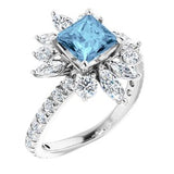 14K White Aquamarine & 1 1/6 CTW Diamond Ring - Siddiqui Jewelers