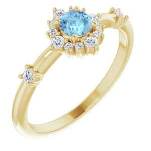 14K Yellow Aquamarine & 1/6 CTW Diamond Ring - Siddiqui Jewelers