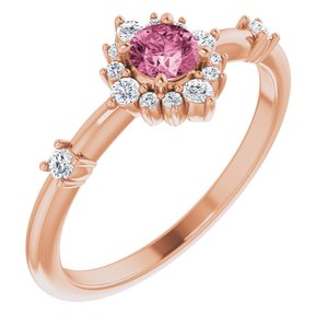 14K Rose Pink Tourmaline & 1/6 CTW Diamond Ring - Siddiqui Jewelers