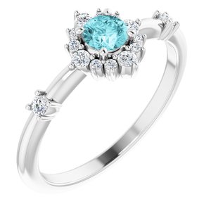 14K White Blue Zircon & 1/6 CTW Diamond Ring - Siddiqui Jewelers
