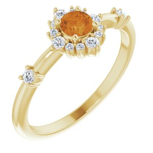14K Yellow Citrine & 1/6 CTW Diamond Ring - Siddiqui Jewelers