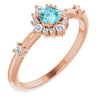 14K Rose Blue Zircon & 1/6 CTW Diamond Ring - Siddiqui Jewelers