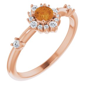 14K Rose Citrine & 1/6 CTW Diamond Ring - Siddiqui Jewelers