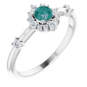 14K White Chatham® Created Alexandrite & 1/6 CTW Diamond Ring - Siddiqui Jewelers