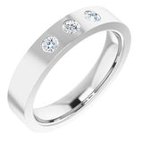 14K White 1/5 CTW Diamond 3-Stone Flat Band Size 7 - Siddiqui Jewelers