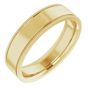 14K Yellow 5 mm Milgrain Flat Comfort Fit Band Size 7 - Siddiqui Jewelers