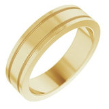 14K Yellow 5 mm Flat Edge Band with Milgrain  Size 10 - Siddiqui Jewelers