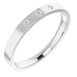 14K White .04 CTW Diamond 3-Stone Flat Band Size 7 - Siddiqui Jewelers