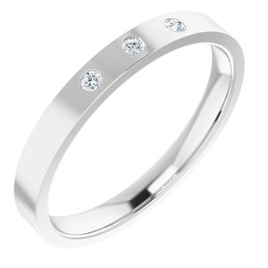 10K White .04 CTW Diamond 3-Stone Flat Band Size 7 - Siddiqui Jewelers