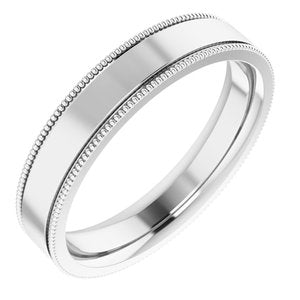 14K White 4 mm Milgrain Flat Comfort Fit Band Size 7 - Siddiqui Jewelers