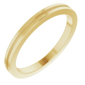 14K Yellow 2 mm Flat Edge Band with Milgrain  Size 7 - Siddiqui Jewelers