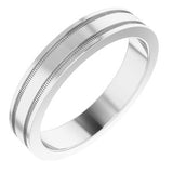 14K White 4 mm Flat Edge Band with Milgrain  Size 10 - Siddiqui Jewelers