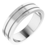 14K White 6 mm Flat Edge Band with Milgrain  Size 9.5 - Siddiqui Jewelers