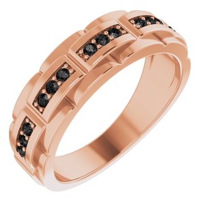 14K Rose 1/3 CTW Black Diamond Pattern Ring - Siddiqui Jewelers