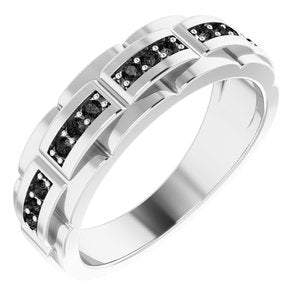 14K White 1/3 CTW Black Diamond Pattern Ring - Siddiqui Jewelers