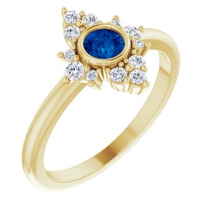 14K Yellow Blue Sapphire & 1/5 CTW Diamond Ring - Siddiqui Jewelers