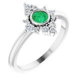 14K White Emerald & 1/5 CTW Diamond Ring - Siddiqui Jewelers