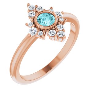 14K Rose Blue Zircon & 1/5 CTW Diamond Ring - Siddiqui Jewelers