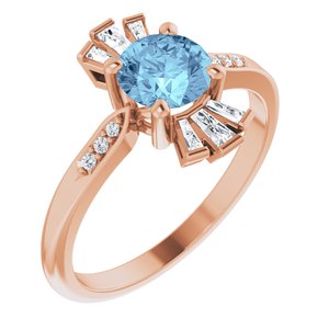 14K Rose Aquamarine & 1/6 CTW Diamond Ring - Siddiqui Jewelers