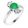 14K White Chatham® Created Emerald & 1/6 CTW Diamond Ring - Siddiqui Jewelers