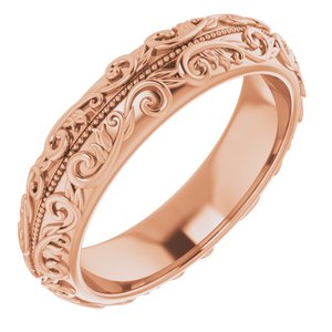 14K Rose 5 mm Scroll Band with Milgrain Size 7 - Siddiqui Jewelers