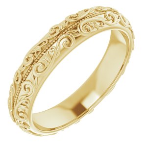 14K Yellow 5 mm Scroll Band with Milgrain Size 11 - Siddiqui Jewelers