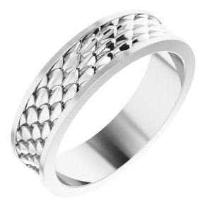 14K White 6 mm Scale Patterned Band Size 10 - Siddiqui Jewelers