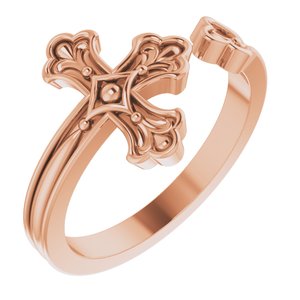 14K Rose Negative-Space Cross Ring - Siddiqui Jewelers