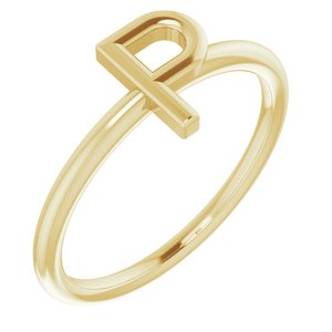 14K Yellow Initial P Ring-Siddiqui Jewelers