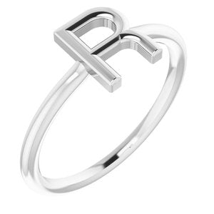 14K White Initial R Ring-Siddiqui Jewelers