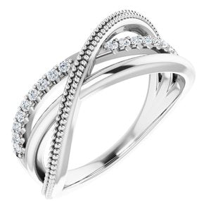 Sterling Silver 1/5 CTW Diamond Criss-Cross Ring - Siddiqui Jewelers