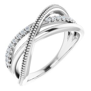 14K White 1/5 CTW Natural Diamond Criss-Cross Ring Siddiqui Jewelers