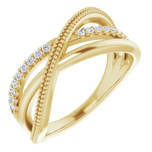 14K Yellow 1/5 CTW Diamond Criss-Cross Ring - Siddiqui Jewelers