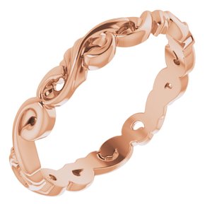 14K Rose 3 mm Sculptural-Inspired Scroll Design Band Size 6 - Siddiqui Jewelers