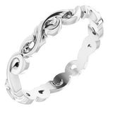 14K White 3 mm Sculptural-Inspired Scroll Design Band Size 5.5 - Siddiqui Jewelers