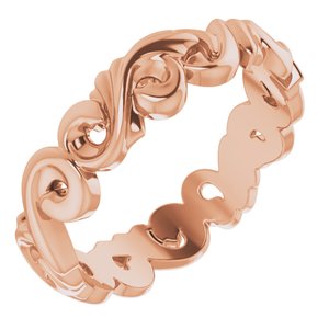 14K Rose 5 mm Sculptural-Inspired Scroll Design Band Size 6 - Siddiqui Jewelers