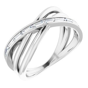 14K White 1/3 CTW Diamond Criss-Cross Ring - Siddiqui Jewelers