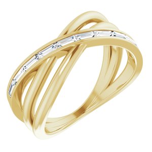 14K Yellow 1/3 CTW Diamond Criss-Cross Ring - Siddiqui Jewelers