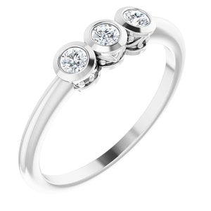 14K White 1/5 CTW Diamond Three-Stone Bezel-Set Ring - Siddiqui Jewelers