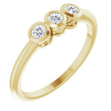14K Yellow 1/5 CTW Diamond Three-Stone Bezel-Set Ring - Siddiqui Jewelers