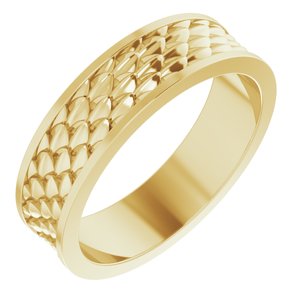 14K Yellow 6 mm Scale Patterned Band Size 9.5 - Siddiqui Jewelers