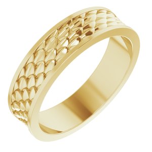 14K Yellow 6 mm Scale Patterned Band Size 11 - Siddiqui Jewelers
