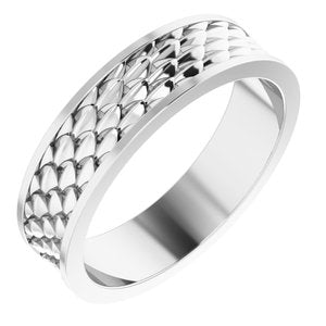 14K White 6 mm Scale Patterned Band Size 10.5 - Siddiqui Jewelers