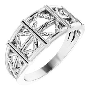 Sterling Silver Stackable Lattice Ring - Siddiqui Jewelers