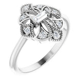 14K White 1/5 CTW Diamond Vintage-Inspired Ring - Siddiqui Jewelers